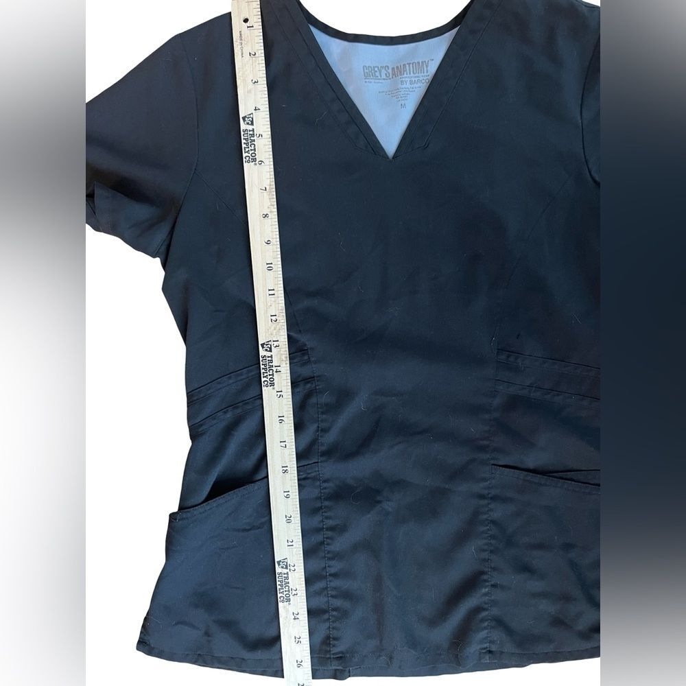 Grey’s Anatomy by Barco Scrub Set Medium Black Top Burgundy Pants Medical - Picture 6 of 11